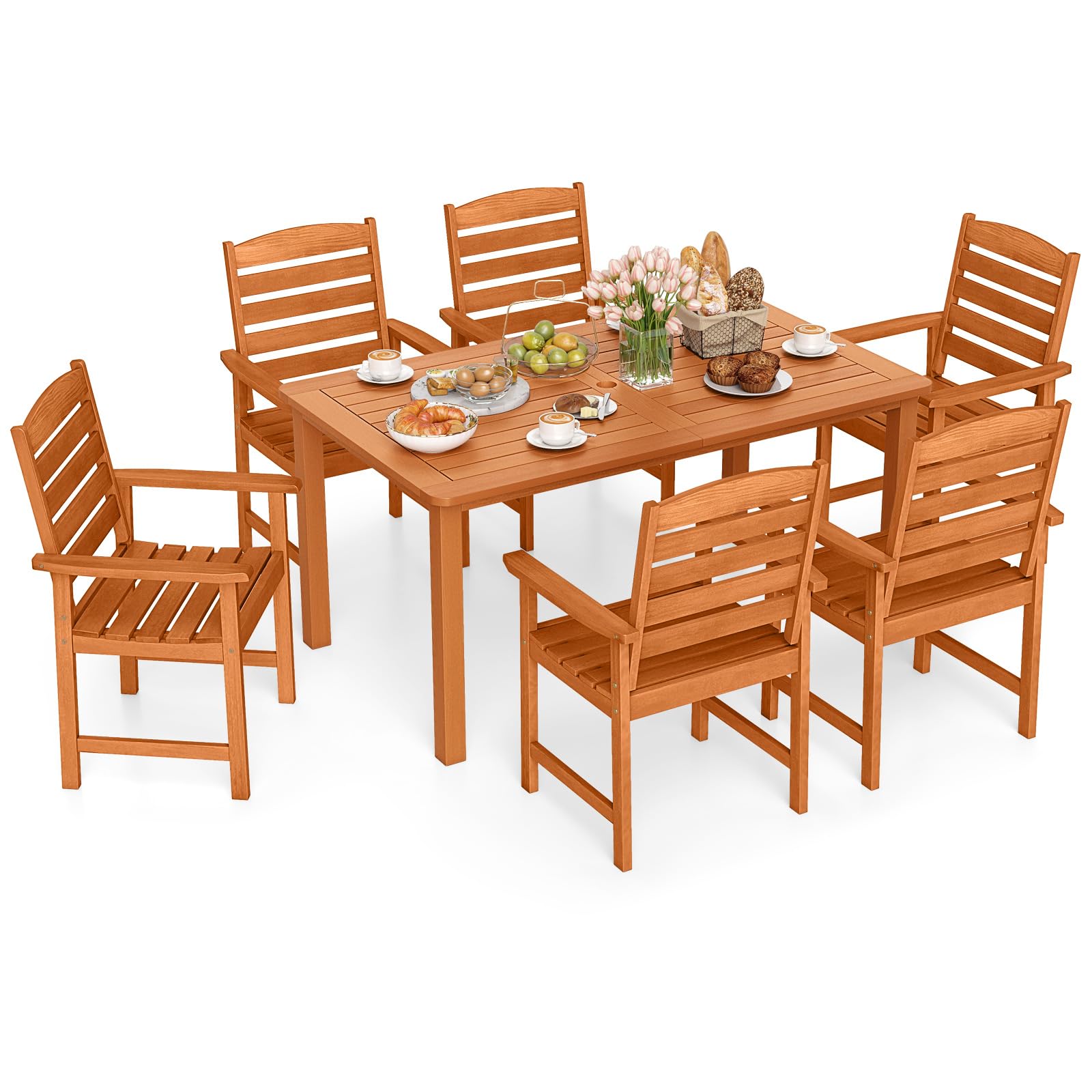 Tangkula 7 Pieces Outdoor Dining Set for 6